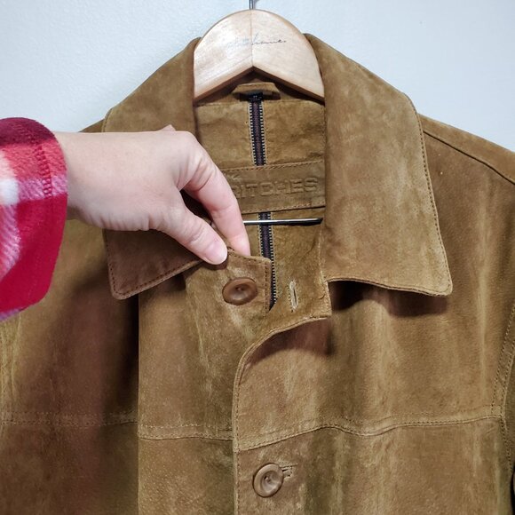 BRITCHES Vintage Suede Leather Jacket Coat Oversized Blazer Brown Men's Medium - Picture 2 of 14